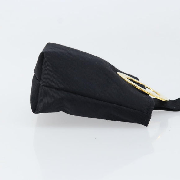 CELINE Circle Pouch Nylon Black Gold Auth 170798V