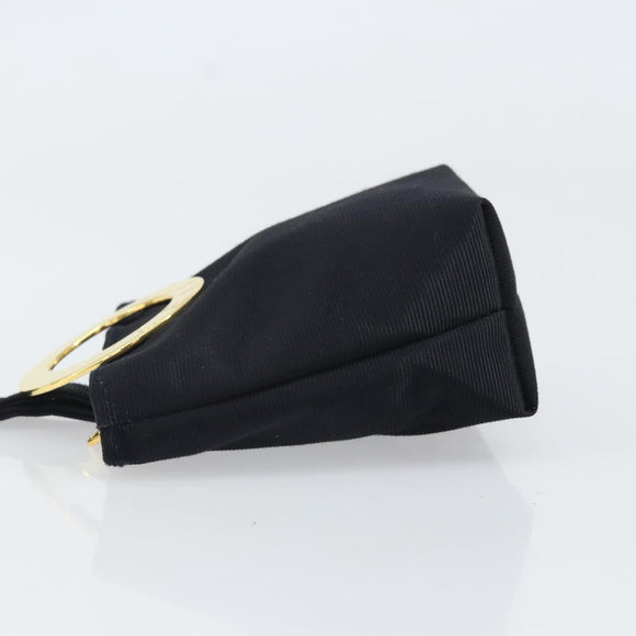 CELINE Circle Pouch Nylon Black Gold Auth 170798V