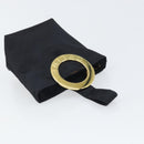 CELINE Circle Pouch Nylon Black Gold Auth 170798V-6