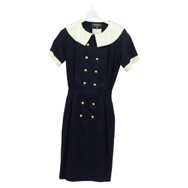 CHANEL One Piece Cotton Navy CC Auth 170808V