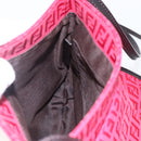 FENDI Zucchino Canvas Shoulder Bag Red Silver Auth 170824-20
