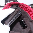 FENDI Zucchino Canvas Shoulder Bag Red Silver Auth 170824-12