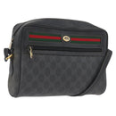 GUCCI GG Supreme Web Sherry Line Tasche PVC Schwarz Gold 72 02 088 Auth 170825A-1