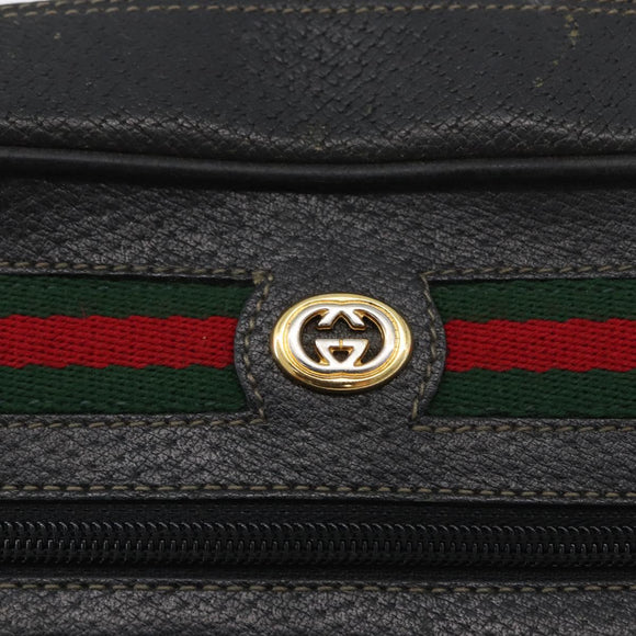 GUCCI GG Supreme Web Sherry Line Tasche PVC Schwarz Gold 72 02 088 Auth 170825A
