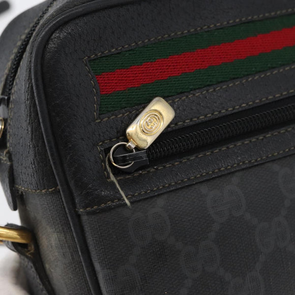 GUCCI GG Supreme Web Sherry Line Tasche PVC Schwarz Gold 72 02 088 Auth 170825A