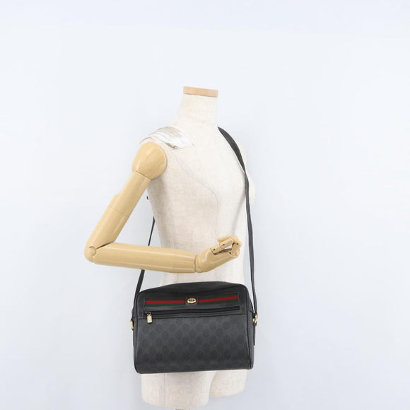 GUCCI GG Supreme Web Sherry Line Tasche PVC Schwarz Gold 72 02 088 Auth 170825A