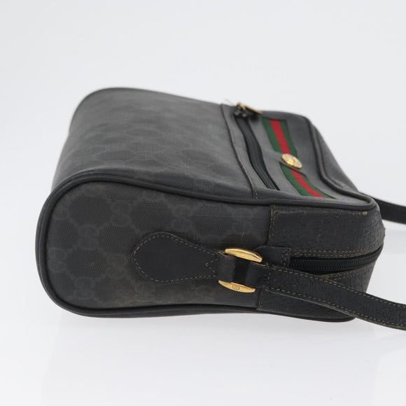 GUCCI GG Supreme Web Sherry Line Tasche PVC Schwarz Gold 72 02 088 Auth 170825A