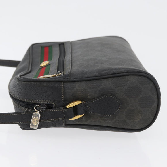GUCCI GG Supreme Web Sherry Line Tasche PVC Schwarz Gold 72 02 088 Auth 170825A