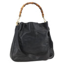 GUCCI Bamboo Shoulder Bag Leather 2way Black Gold 001 1781 1577 Auth 170828-1