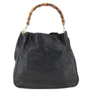 GUCCI Bamboo Shoulder Bag Leather 2way Black Gold 001 1781 1577 Auth 170828-2