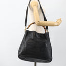 GUCCI Bamboo Shoulder Bag Leather 2way Black Gold 001 1781 1577 Auth 170828-23