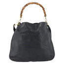 GUCCI Bamboo Shoulder Bag Leather 2way Black Gold 001 1781 1577 Auth 170828-3