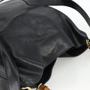 GUCCI Bamboo Shoulder Bag Leather 2way Black Gold 001 1781 1577 Auth 170828-6
