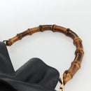 GUCCI Bamboo Shoulder Bag Leather 2way Black Gold 001 1781 1577 Auth 170828-8
