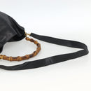 GUCCI Bamboo Shoulder Bag Leather 2way Black Gold 001 1781 1577 Auth 170828-9