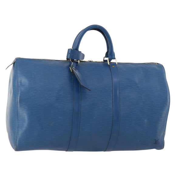 LOUIS VUITTON Epi Keepall 50 Boston Bag Blau M42965 LV Auth 170836