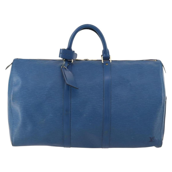 LOUIS VUITTON Epi Keepall 50 Boston Bag Blau M42965 LV Auth 170836