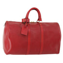 LOUIS VUITTON Epi Keepall 50 Boston Bag Red M42967 LV Auth 170837-1