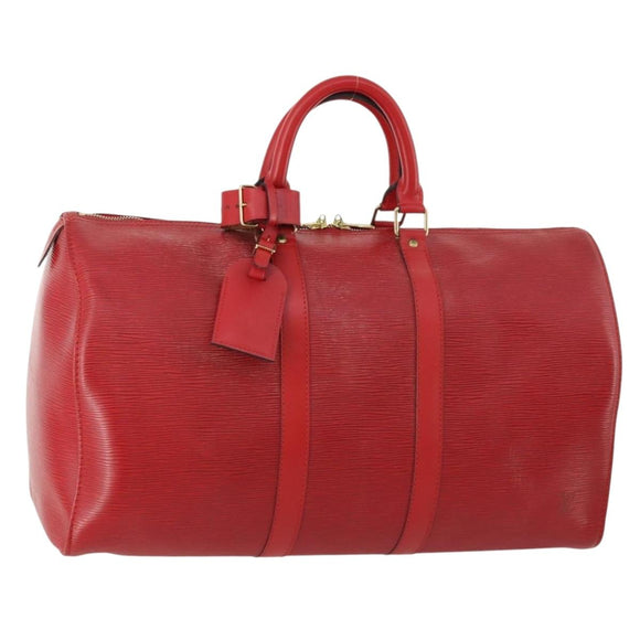 LOUIS VUITTON Epi Keepall 50 Boston Bag Red M42967 LV Auth 170837