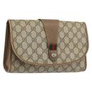 GUCCI GG Supreme Web Sherry Line Clutch Bag PVC Beige Gold 89 01 030 Auth 170838-1