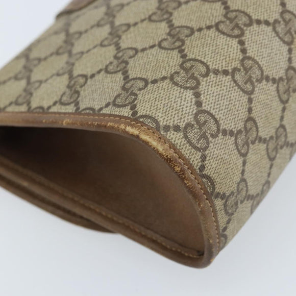GUCCI GG Supreme Web Sherry Line Clutch Bag PVC Beige Gold 89 01 030 Auth 170838