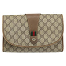 GUCCI GG Supreme Web Sherry Line Clutch Bag PVC Beige Gold 89 01 030 Auth 170838-2