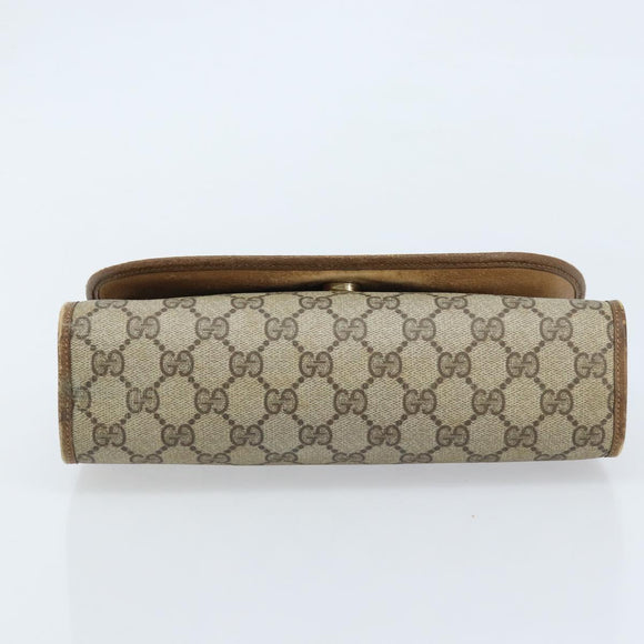 GUCCI GG Supreme Web Sherry Line Clutch Bag PVC Beige Gold 89 01 030 Auth 170838