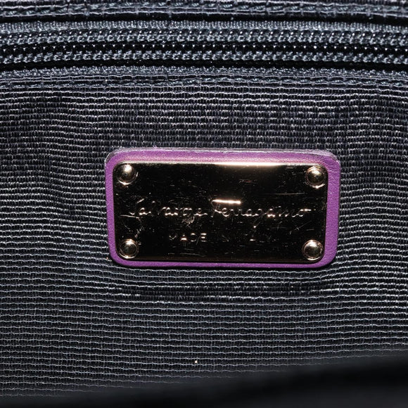 Salvatore Ferragamo Vala Shoulder Bag Nylon Purple Gold Auth 170840A