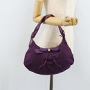 Salvatore Ferragamo Vala Shoulder Bag Nylon Purple Gold Auth 170840A-24