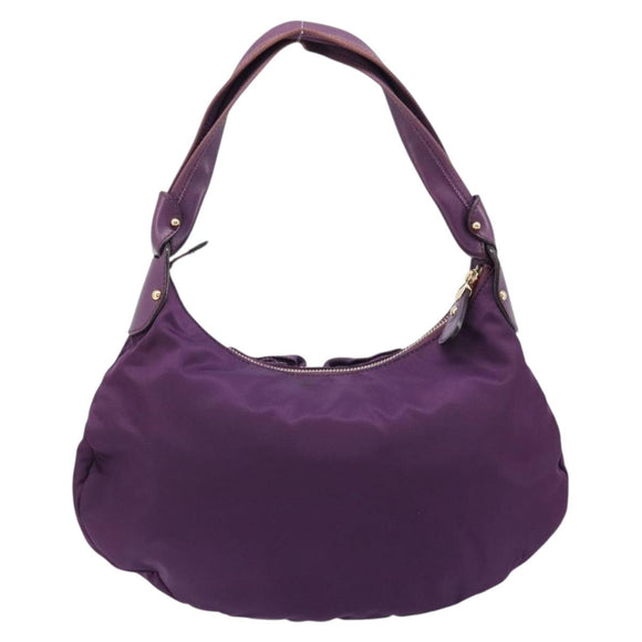 Salvatore Ferragamo Vala Shoulder Bag Nylon Purple Gold Auth 170840A