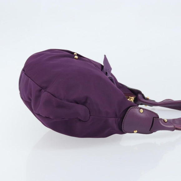 Salvatore Ferragamo Vala Shoulder Bag Nylon Purple Gold Auth 170840A