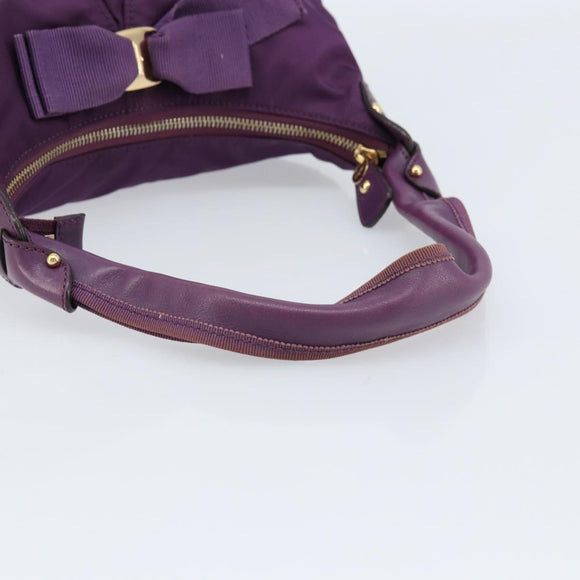 Salvatore Ferragamo Vala Shoulder Bag Nylon Purple Gold Auth 170840A