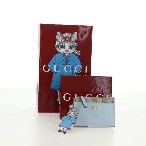 GUCCI GG Supreme Key Case PVC Light Blue 847916 Auth 170844SM