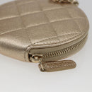 CHANEL Matelasse Coin Purse & AirPods Case Pouch Leather Gold CC Auth 170846SM-10