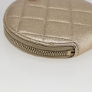 CHANEL Matelasse Coin Purse & AirPods Case Pouch Leather Gold CC Auth 170846SM-11