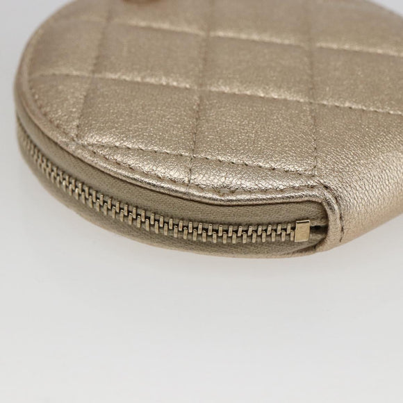 CHANEL Matelasse Coin Purse & AirPods Case Pouch Leather Gold CC Auth 170846SM