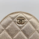 CHANEL Matelasse Coin Purse & AirPods Case Pouch Leather Gold CC Auth 170846SM-13