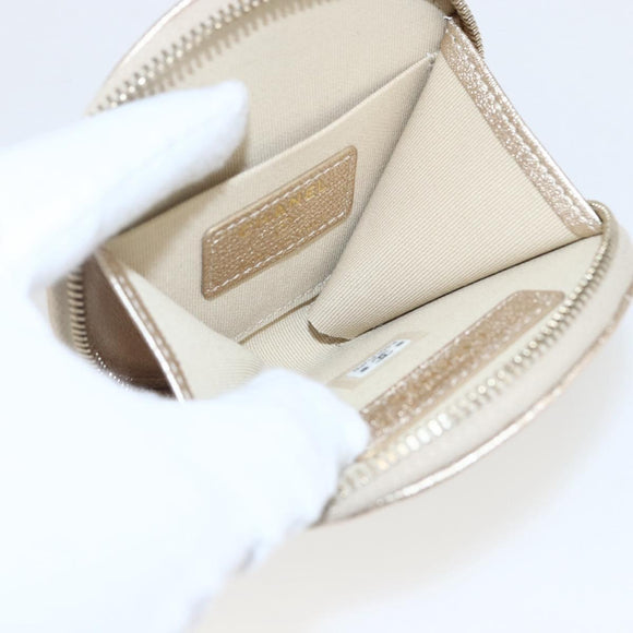CHANEL Matelasse Coin Purse & AirPods Case Pouch Leather Gold CC Auth 170846SM