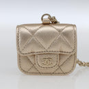 CHANEL Matelasse Coin Purse & AirPods Case Pouch Leather Gold CC Auth 170846SM-21