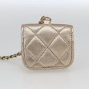 CHANEL Matelasse Coin Purse & AirPods Case Pouch Leather Gold CC Auth 170846SM-22