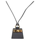 HERMES Mon Petit Kelly PM Necklace Leather Black Auth 170847M-1