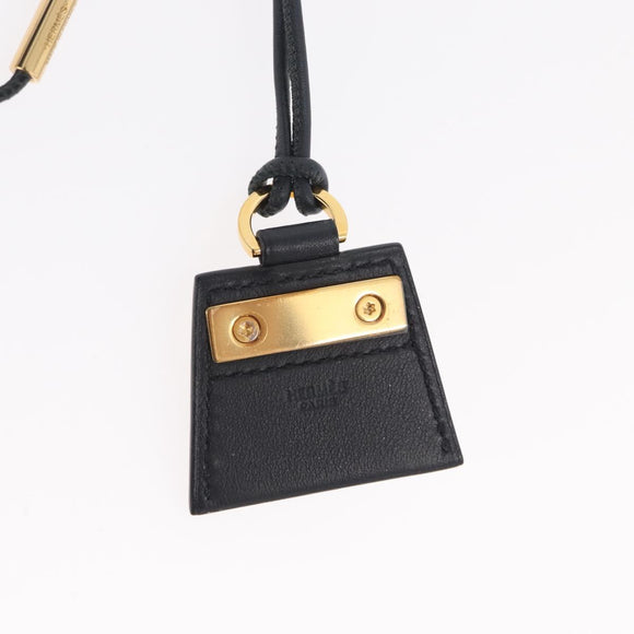HERMES Mon Petit Kelly PM Necklace Leather Black Auth 170847M