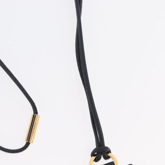 HERMES Mon Petit Kelly PM Necklace Leather Black Auth 170847M