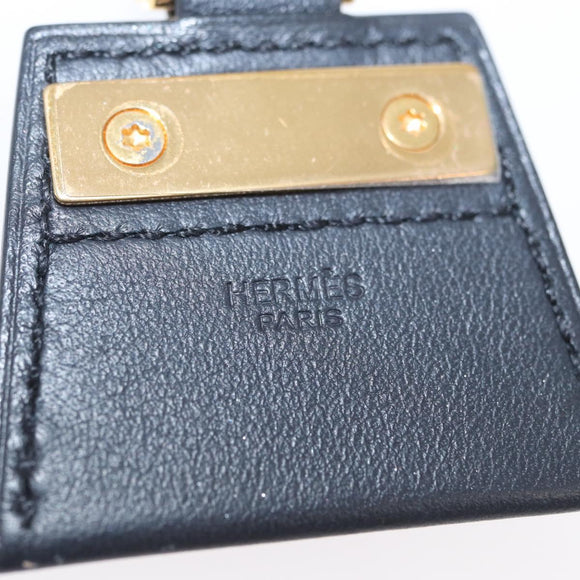 HERMES Mon Petit Kelly PM Necklace Leather Black Auth 170847M