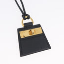 HERMES Mon Petit Kelly PM Necklace Leather Black Auth 170847M-3