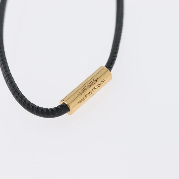 HERMES Mon Petit Kelly PM Necklace Leather Black Auth 170847M