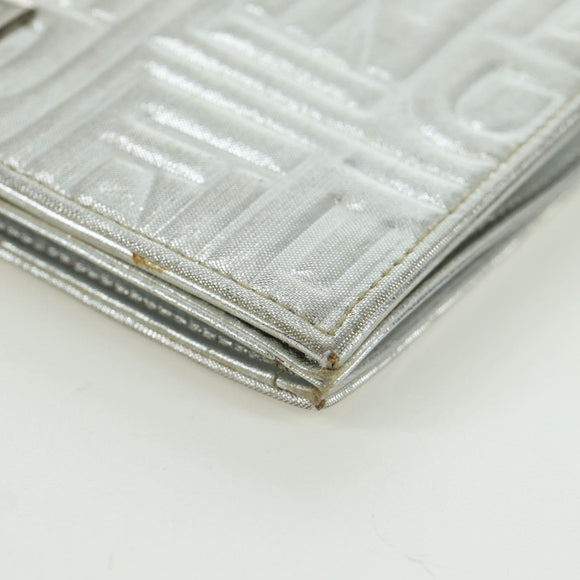 FENDI Chain Wallet Shoulder Bag Leather Silver Auth 170855V