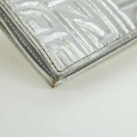 FENDI Chain Wallet Shoulder Bag Leather Silver Auth 170855V
