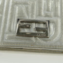 FENDI Chain Wallet Shoulder Bag Leather Silver Auth 170855V-19