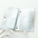 FENDI Chain Wallet Shoulder Bag Leather Silver Auth 170855V-9